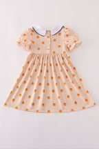 Khaki embroidery smocked dress