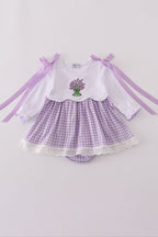 Lavender ribbon lace embroidery gingham bubble