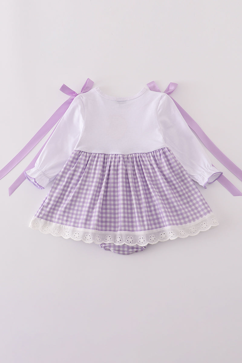 Lavender ribbon lace embroidery gingham bubble