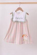 Lawb of god applique plaid ruffle dress