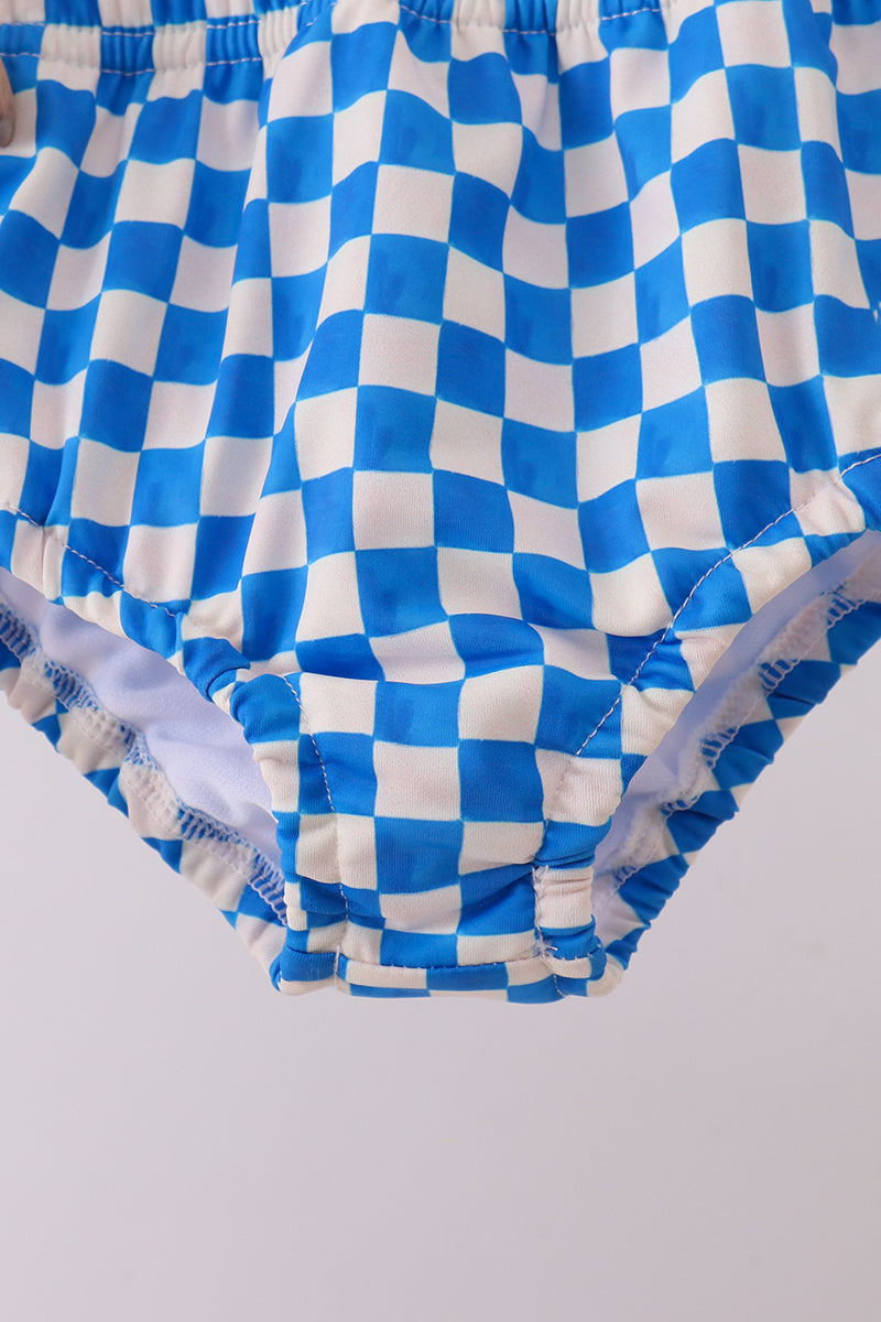 Lemon lobster crab print smocked swimsuit set